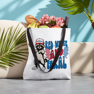 Personalized Tote Bag 4th Of July Funny Feral USA Hotdog Raccoon Independence Day