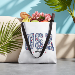 Personalized Tote Bag Floral USA 4th Of July Summer Patriotic America Est 1776 Independence Day