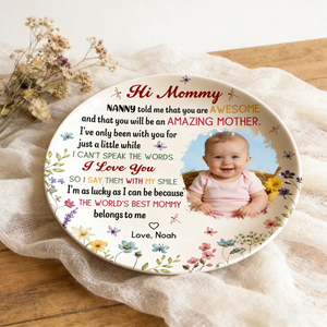Personalized Ceramic Photo Plate With Baby Picture & Name | Mother's Day Gift For New Mom