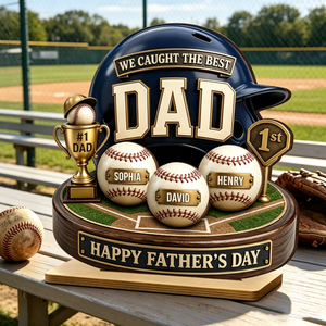 Personalized 3D Effect Baseball Helmet 2-Layer Wooden Plaque With Name - Father's Day Gift For Him