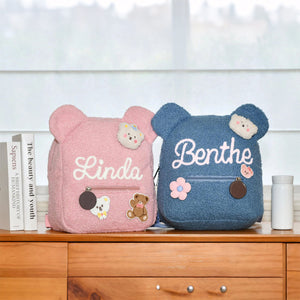 Custom Teddy Bear Backpack For Kids - Personalized Name Bag