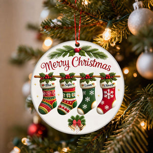 Personalized Family Stockings Christmas Circle Ceramic Ornament With Name Create Unique Christmas Ritual For Family
