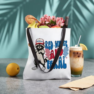 Personalized Tote Bag 4th Of July Funny Feral USA Hotdog Raccoon Independence Day