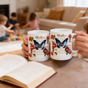Personalized Floral Butterfly Mom And Kids Coffee Mug With 1-8 Names | Mother's Day Gift For Mom