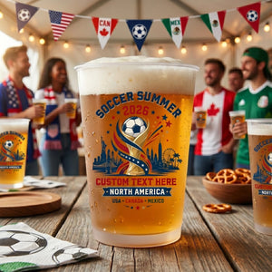 Personalized Soccer Summer 2026 Frosted Cups With Text - Perfect For Fan Events & Tailgates