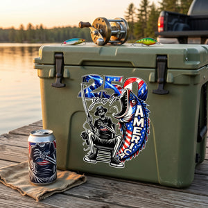Skeleton Bass Fishing 250 Years Car Window Decal - Creative 4th Of July 2026 Gift