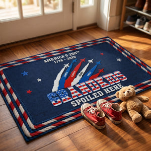 Personalized Grandkids Spoiled Here Doormat With Names - Custom Independence Gift For Grandparents