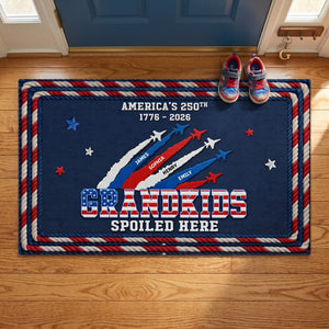 Personalized Grandkids Spoiled Here Doormat With Names - Custom Independence Gift For Grandparents