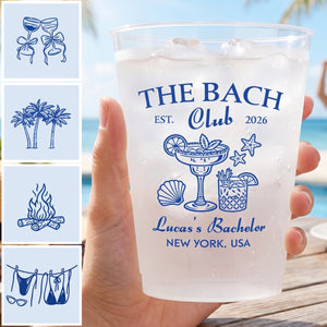 Personalized Bride Name Plastic Cups With Bikini Design For Couple Engaged Beach Party