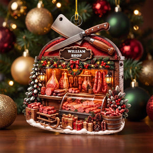 Personalized Butcher Shop Christmas Ornament - Custom Name Meat Market Acrylic Keepsake