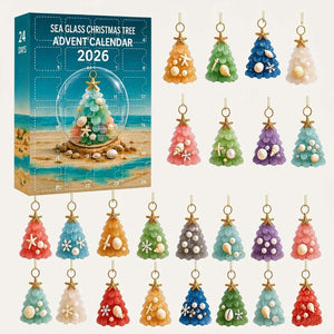 2D Sea Glass Christmas Tree Advent Calendar - 24 Days Coastal Shell Ornament Countdown Set
