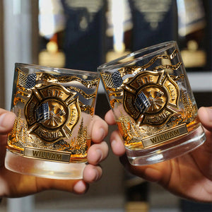 Personalized Firefighter Whisky Glass With Name | Special Gift For Hero Dad Boyfriend & Friend