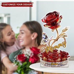 Beautiful Rose For Grandma Mom Personalized Acrylic Block Plaque,Mother's Day Gift