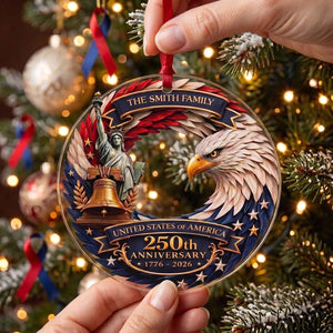 Personalized USA 250th Anniversary Eagle Ornament | Patriotic Family Christmas Gift