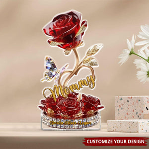 Beautiful Rose For Grandma Mom Personalized Acrylic Block Plaque,Mother's Day Gift