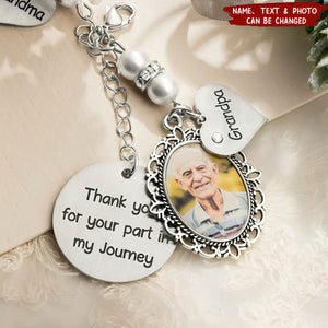 Customizable Bridal Bouquet Charm - Oval Lace Photo Locket with Heart Engraved Pendant, Personalized Wedding Memorial Jewelry for Sentimental Brides