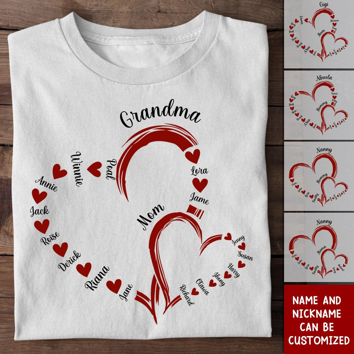Mom Grandma Sweethearts Gift For Mother's Day Personalized T-Shirt