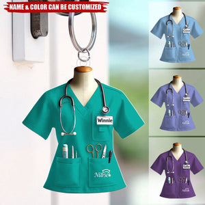Personalized Nurse Name Keychain - Surgical Steel Custom Nursing Uniform Charm for Graduation, Promotion & Career Milestones