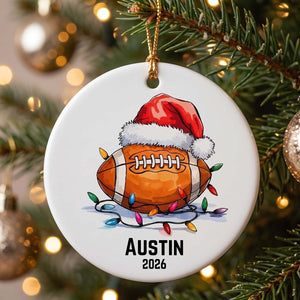 Personalized Football Ceramic Ornament | Sports Player Keepsake, Football Coach Team Christmas Gift Idea