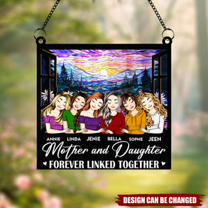 Mother & Daughters Linked Together - Personalized Window Hanging Suncatcher Ornament