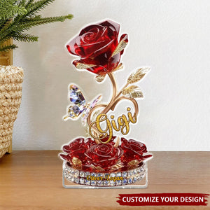 Beautiful Rose For Grandma Mom Personalized Acrylic Block Plaque,Mother's Day Gift