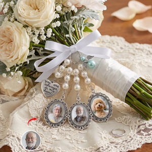 Custom Photo Bouquet Charm - Personalized Memorial Sympathy Gifts For Brides - In Loving Memory
