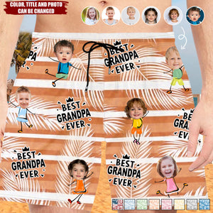 Family Personalized Beach Shorts Custom Photo Best Dad Grandpa Ever For Summer Vibe
