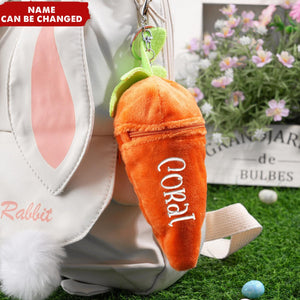 Personalized Stuffed Reversible Easter Carrot Bunny Rabbit Keychain
