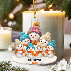 Grandma & kids Personalized Snowman Christmas Ornament -Custom Name & Design | Locking In The Exclusive Warmth Of Family