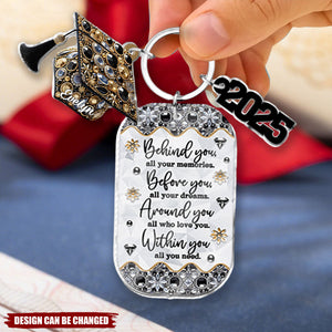Personalized Graduation Keychain with Charms Congrats Grand Class Of 2025 Graduation Gift