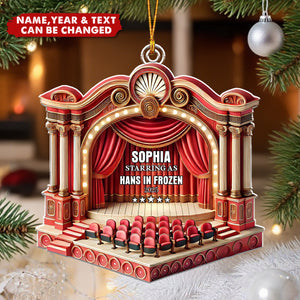 Personalized Miniature Musical Play Stage 3D Effect Ornament With Name & Year - Xmas Gift Keepsake For Actors Dancers & Theatre Lovers
