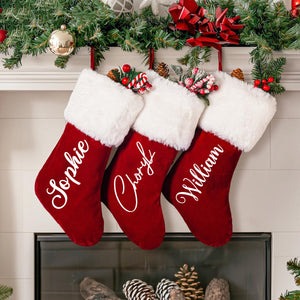 Personalized Red Velvet Christmas Stockings - Custom Name,Christmas Home Decor For Family & Friends