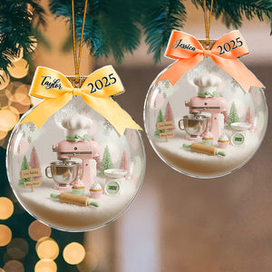 Personalized "Love Baking" Acrylic Ornament With Baker's Name & Year Whimsical Gift For Bakers & Cookie Lover