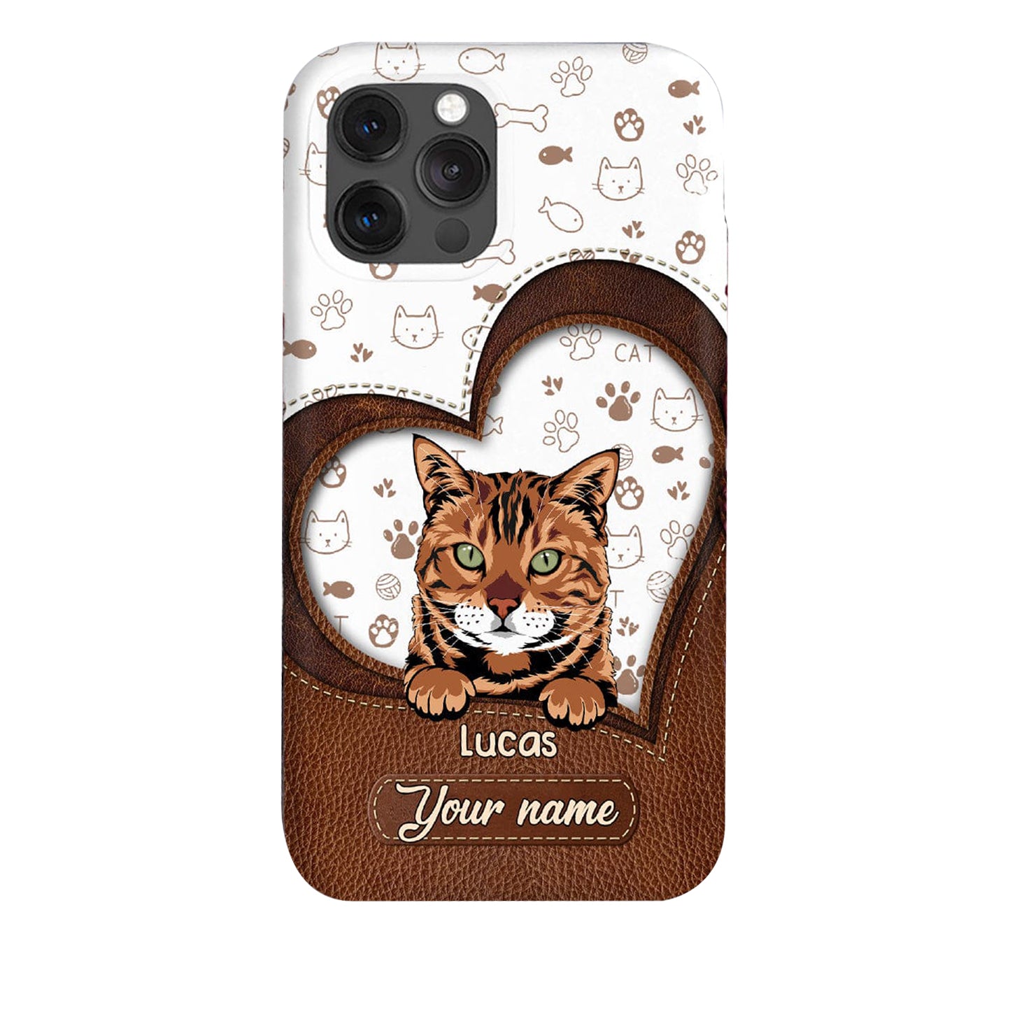 Personalized Cat Mom Kittens Lovers Leather Heart Phone case