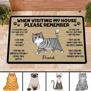 Please Remember When Visiting Cats House Personalized Doormat