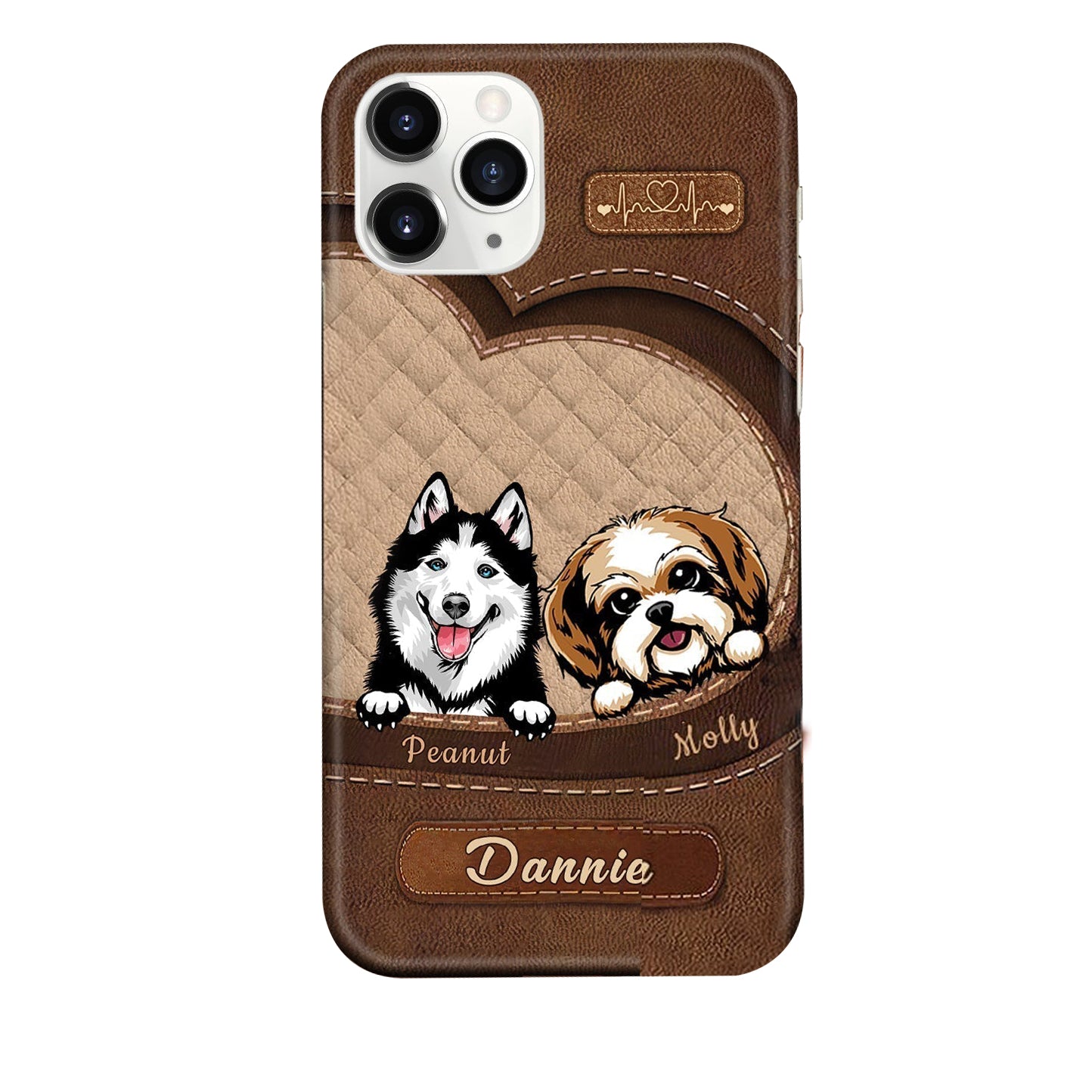 Personalized Phone case Dog Mom Puppy Pet Dogs Lover Texture Leather