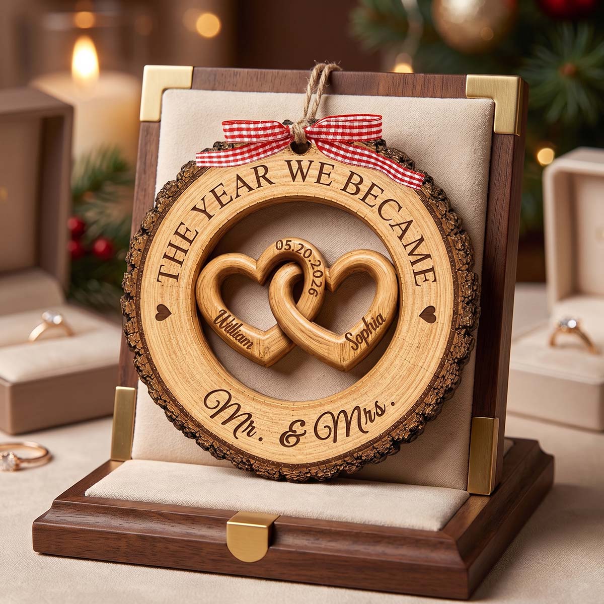 "The Year We Became Mr & Mrs" - Personalized Couples Christmas Wooden Ornament