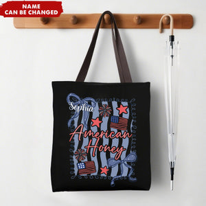 Personalized Tote Bag Independence Day American Honey Preppy Girly Memorial Day 4th Of July
