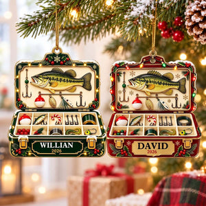Personalized Fishing Tackle Box Acrylic Ornament - Christmas Gift For Dad Husband Grandpa Fisherman