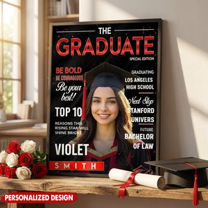 Personalized Graduation Photo Magazine Cover Poster With Text & Name | Graduate Season Gift For Class of 2026