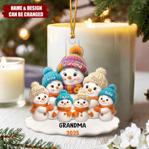 Grandma & kids Personalized Snowman Christmas Ornament -Custom Name & Design | Locking In The Exclusive Warmth Of Family