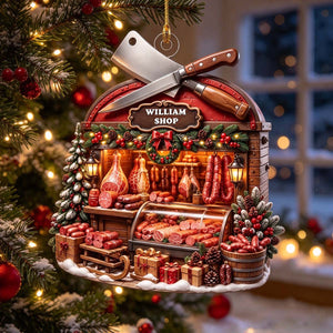 Personalized Butcher Shop Christmas Ornament - Custom Name Meat Market Acrylic Keepsake