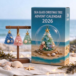 2D Sea Glass Christmas Tree Advent Calendar - 24 Days Coastal Shell Ornament Countdown Set