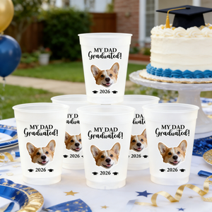 Graduation Party Cup For Pet Lovers - Personalized Pet Portrait Party Cup With Photo & Year