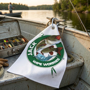 Personalized Fishing Theme Soft Towel | Outdoor Gear Father's Day Gift For Dad Fishing Lover