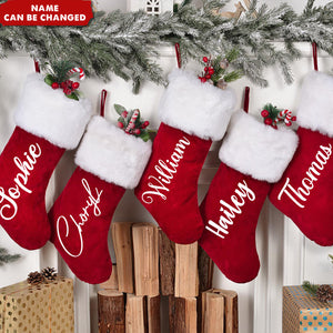Personalized Red Velvet Christmas Stockings - Custom Name,Christmas Home Decor For Family & Friends