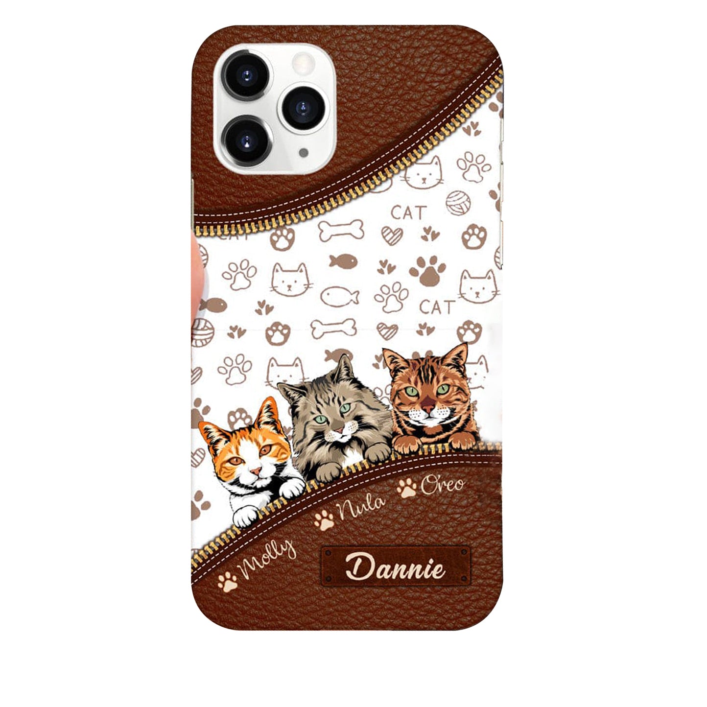 Personalized Cat Mom Kittens Kitty Lover Best Gift Leather Pattern Phone case