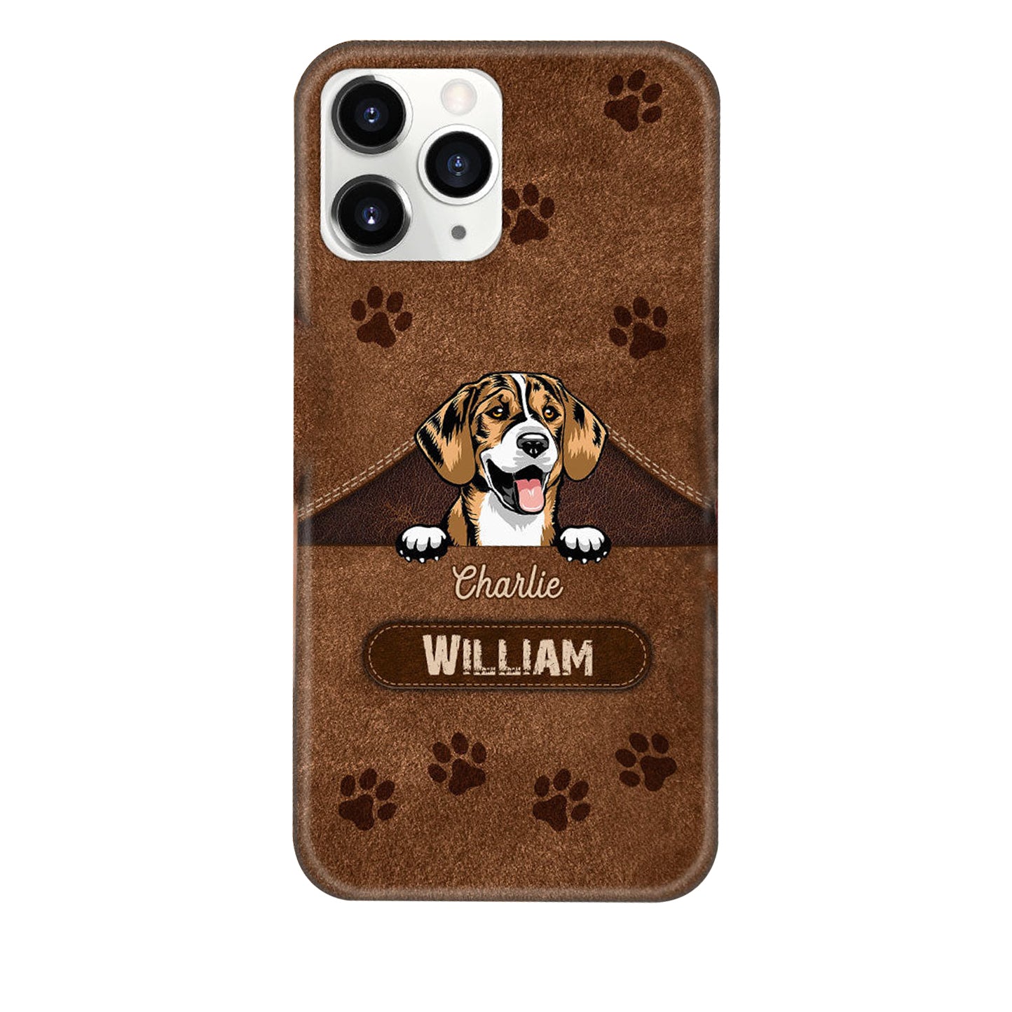Personalized Silicone Phone Case Puppy Pet Dog Lovers Leather Texture