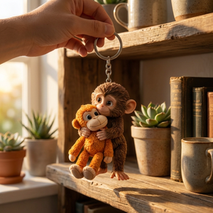 Monkey Punch 3D Effect Acrylic Keychain - Gift For Family Friends Loved Ones