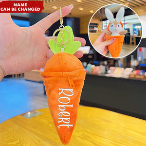 Personalized Stuffed Reversible Easter Carrot Bunny Rabbit Keychain